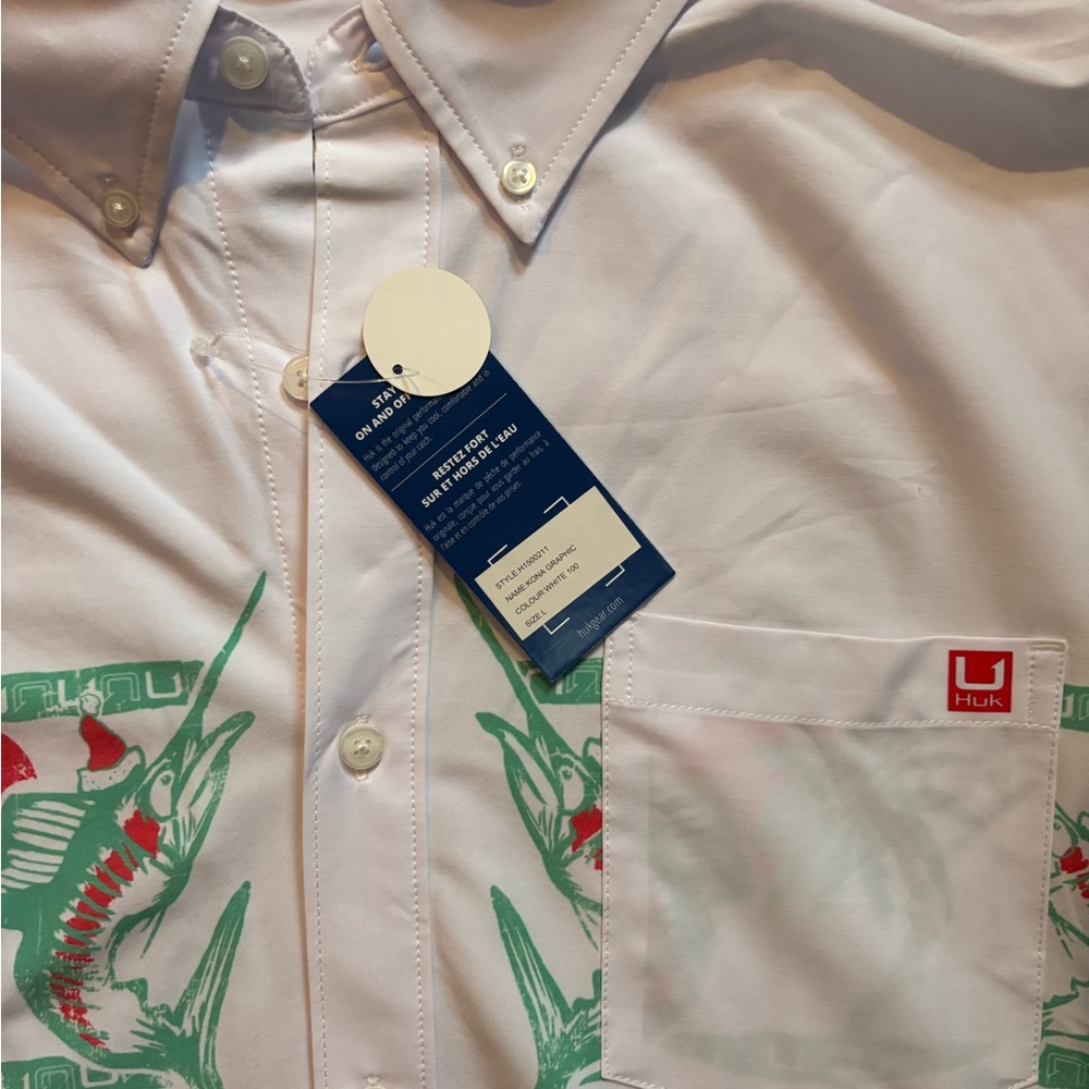NWT HUK FISHING SS Kona Christmas Santa shirt - Picture 3 of 5